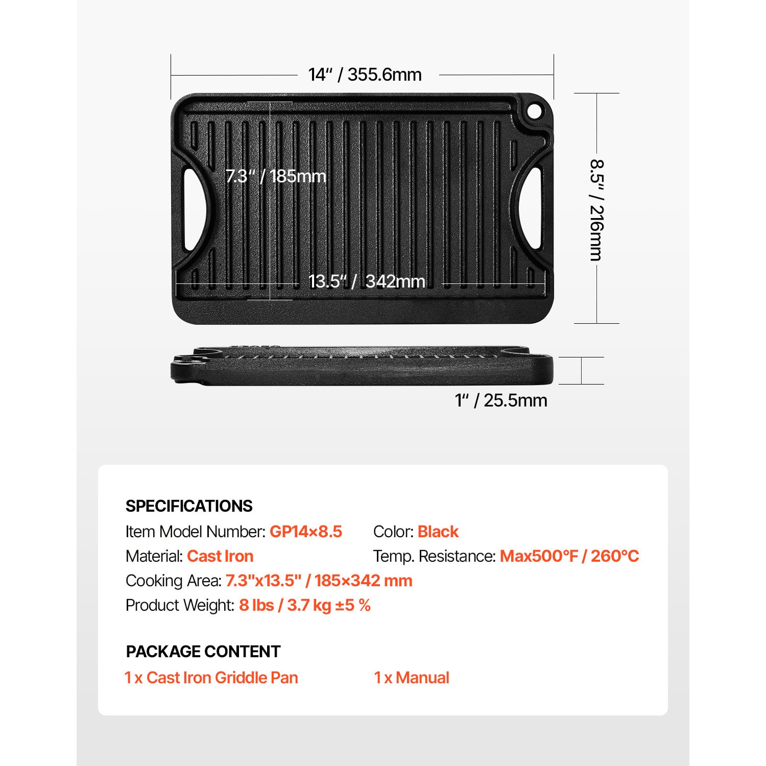Cast Iron Reversible Bbq Grill Griddle Pre-seasoned Pan Black_voghion.com